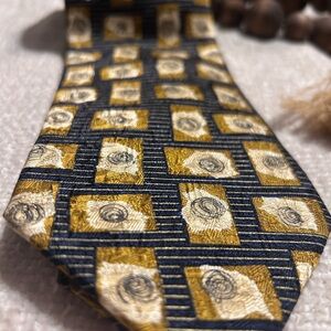 Ermenegildo Zegna Gold and Blue Patterned Tie